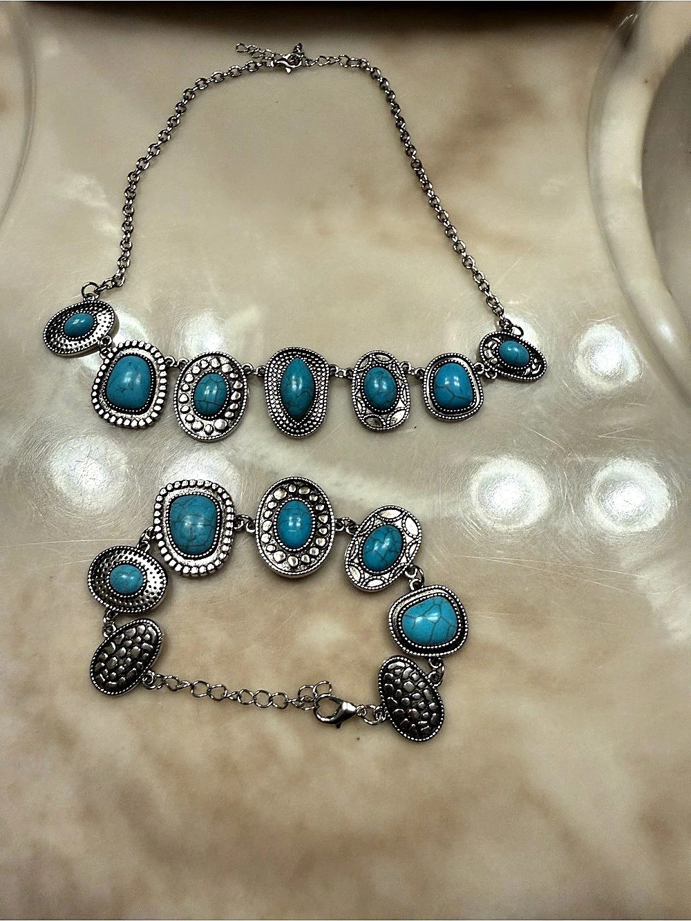 Turquoise-Color Statement Jewelry Set